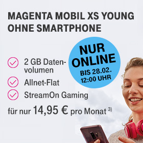 MagentaMobil XS Young fr 14,95 Euro - 5 Euro Ersparnis im Monat