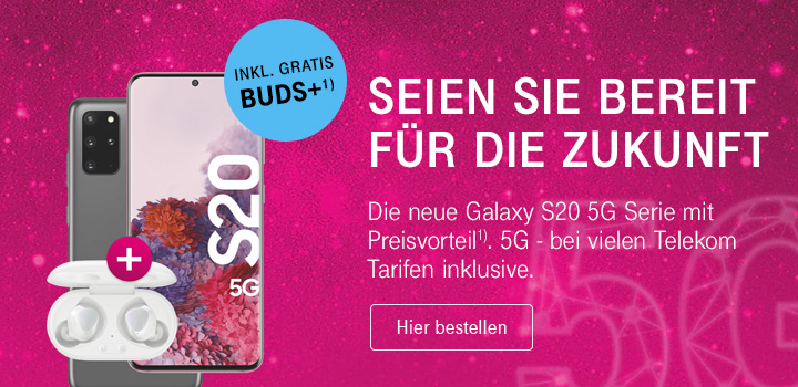 Samsung Galaxy S20 5G Serie bestellen - Telekom Preisvorteil und Galaxy Buds+ sichern