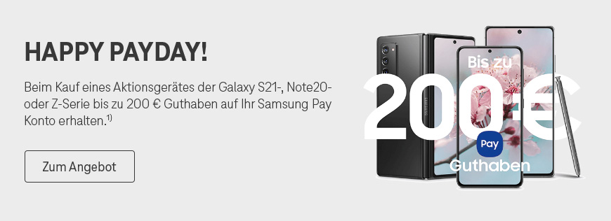 Samsung Happy Payday: Bis zu 200  Guthaben auf Samsung-Konto erhalten