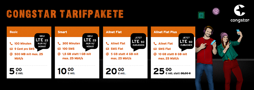 congstar  Herbst-Special: Allnet Flat Plus mit 10 GB fr 25 