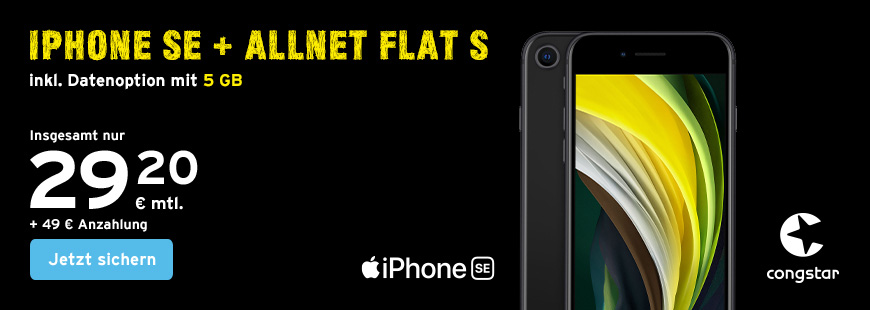 Aktion: congstar Allnet Flat S mit iPhone SE ab 49*