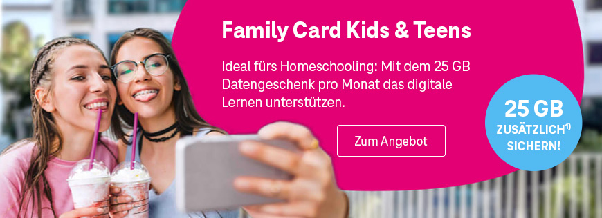 25 GB Datengeschenk fr Family Card Kids & Teens und Data SIM