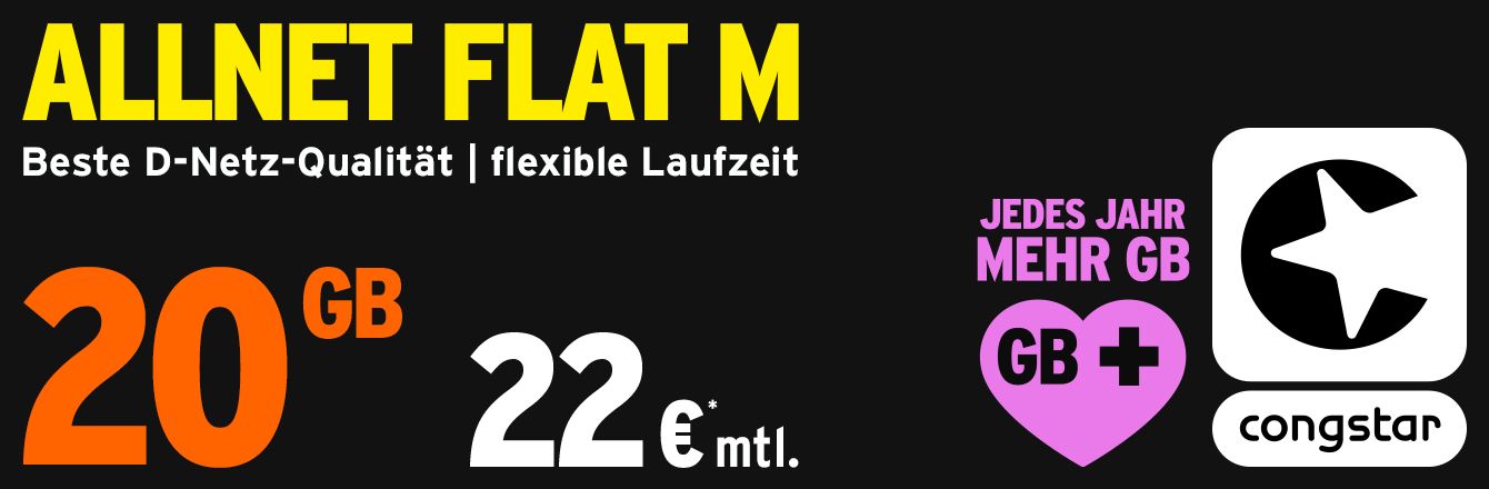 congstar Allnet Flat M  20 GB fr 22 
