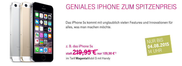 Apple iPhone 5s zum Aktionspreis jetzt 50% gnstiger!